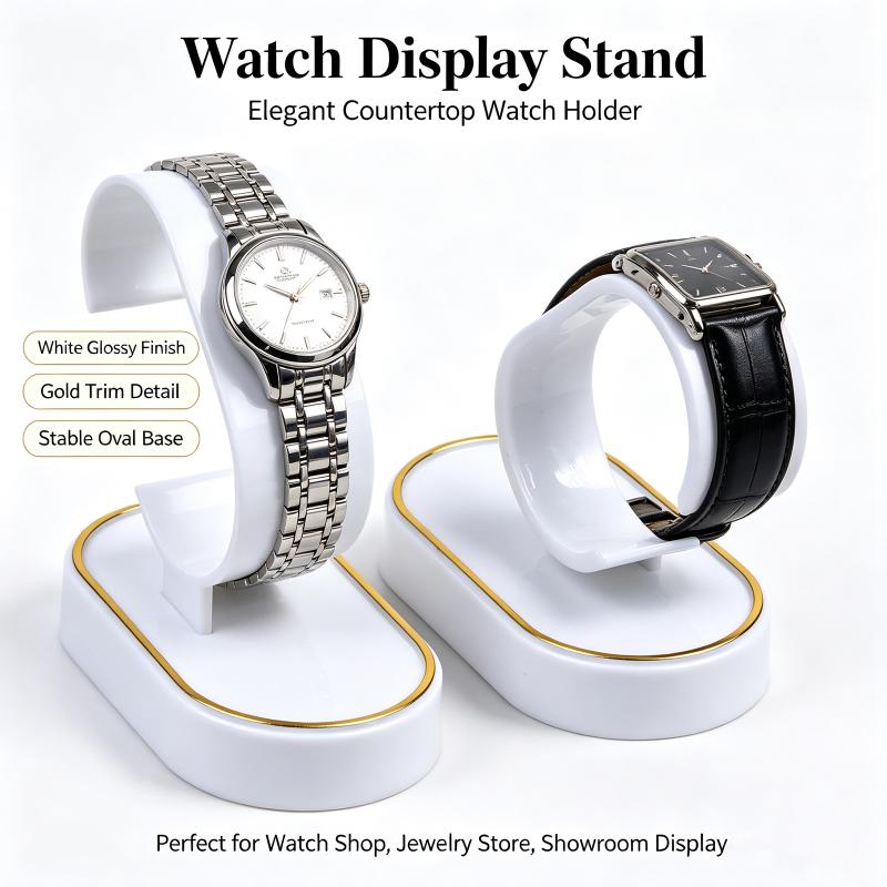 C자형 시계 진열대, 2개/4개 세트, 검은색/흰색,  - Jewelry And Watches Inc 리뷰 및 가격